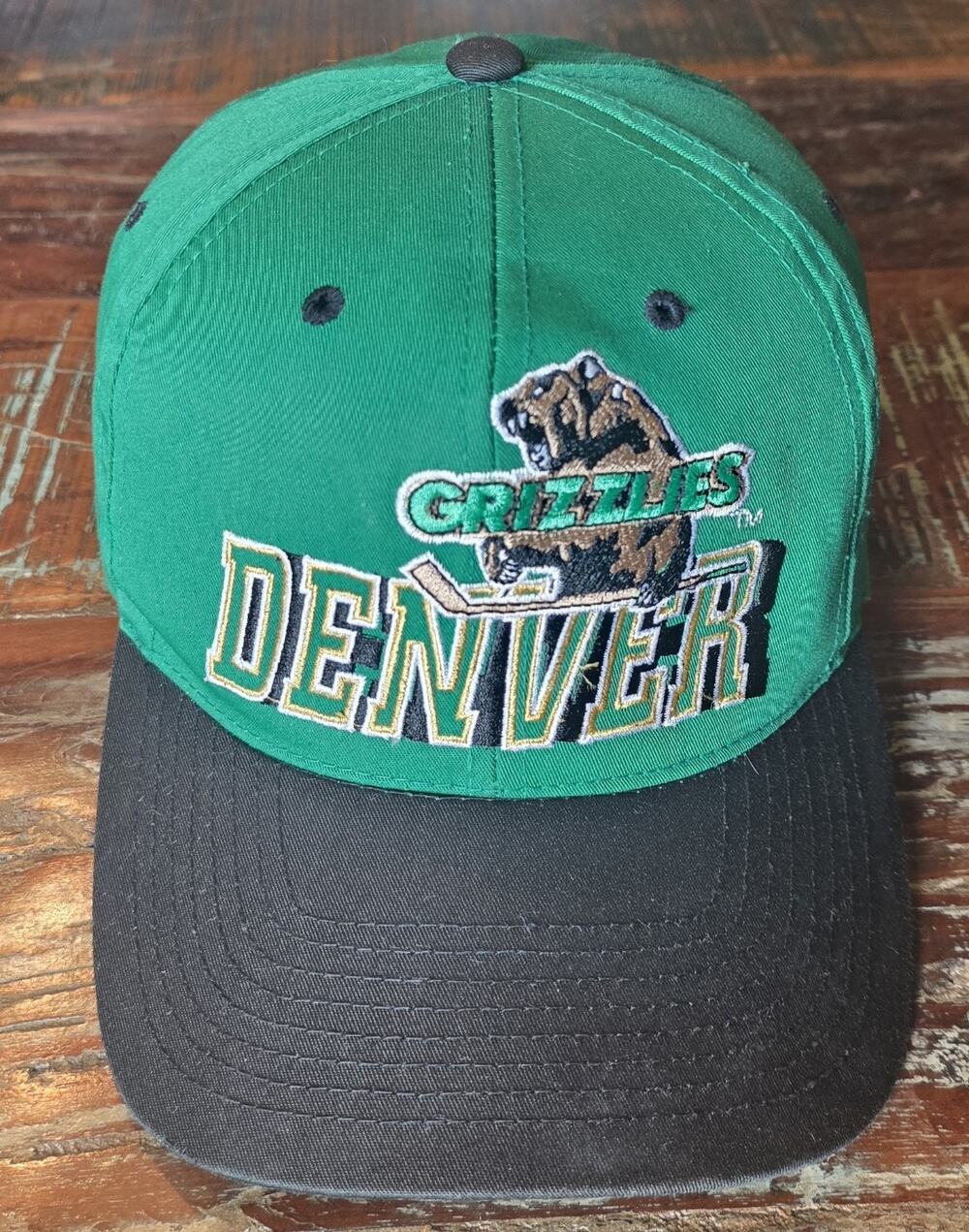 VINTAGE Denver Grizzlies Hockey Cap Green/Black Adjustable One Size